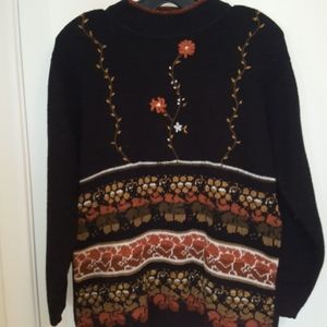 Barbra Sue black sweater with floral design